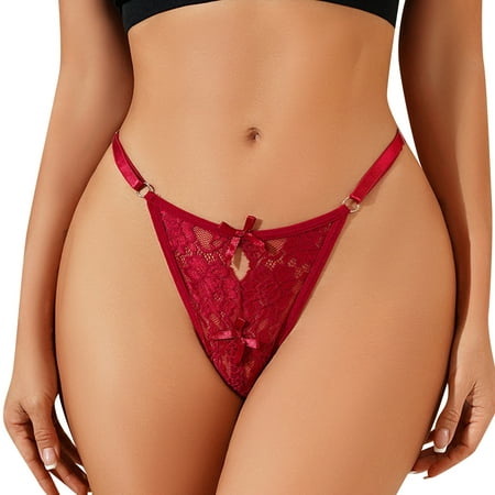 

JDEFEG Women S Thongs Variety Pack Women Panties Lace Jacquard Hollow Out Rise Thong Panties Lace Seamless Panties For Women Lace Red L