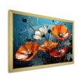 thumbnail image 2 of Designart "Poppy Symphony Orange and Blue Bouquet I" Floral Framed Wall Art Decor - Traditional Orange Poppies Entryway Framed Wall Art, 2 of 6