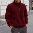 thumbnail image 5 of hoksml Men s Solid Fleece Zip Up Jacket Stand Collar Long Sleeve Sherpa Coat for Fall Winter Daily Work Comfort, 5 of 8