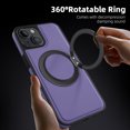 thumbnail image 7 of Allytechgroup Magnetic Case for iPhone 14 Plus, Built-in Invisible 360° Rotatable Kickstand, Compatible with MagSafe, PU Leather Slim Shockproof Protective Phone Case Cover, Purple, 7 of 7