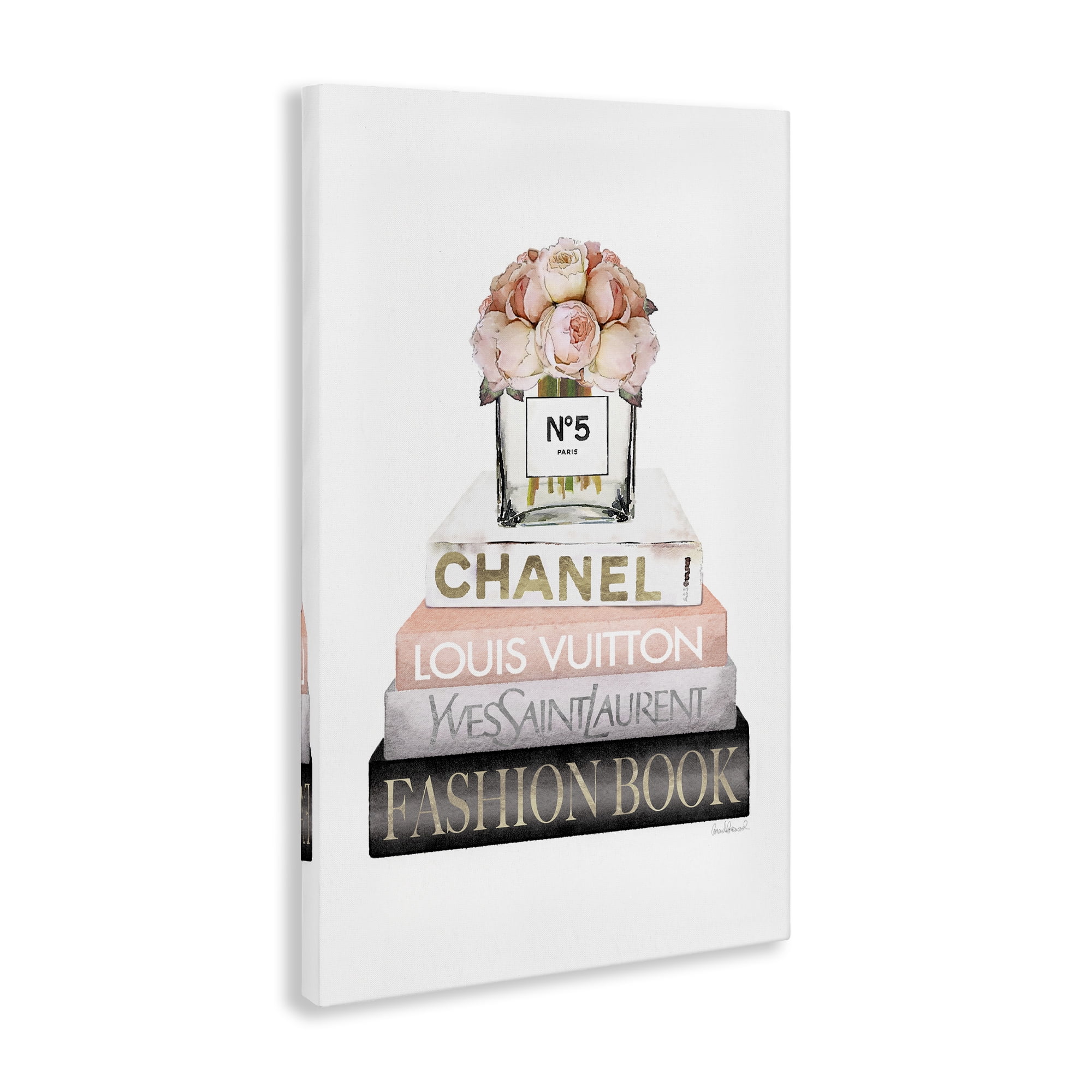 Stupell Industries Fashion Bookstack Peonies Botanical & Floral Painting Gallery Wrapped Canvas Art Print Wall Art, 20 x 30