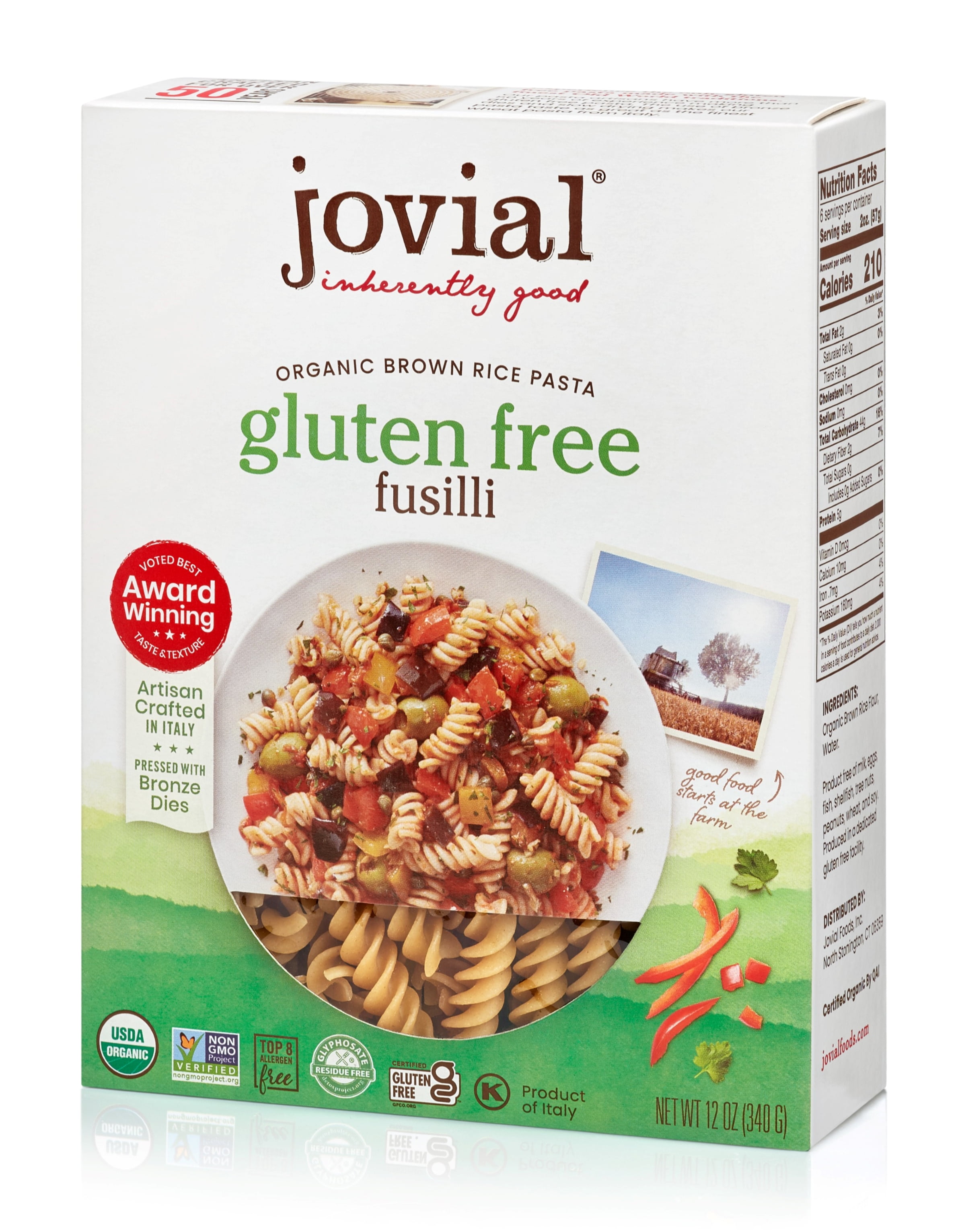 Jovial 100% Organic Gluten-Free Brown Rice Fusilli Pasta, 12oz