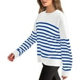 thumbnail image 3 of Sweatshirts for Women Crewneck Long Sleeve Striped Tops Lightweight Fashion 2024, 3 of 4