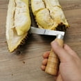 thumbnail image 2 of Durian de acero Durian Peel Break Tool Apertura fácil Mango de madera Manual Durian Shelling para comestibles Restaurante Cocina, 2 of 7
