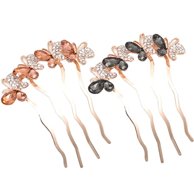 Bangcool Hair Side Combs Butterfly 2PCS Fake Crystal Hair Pins Wedding Hair Accessories