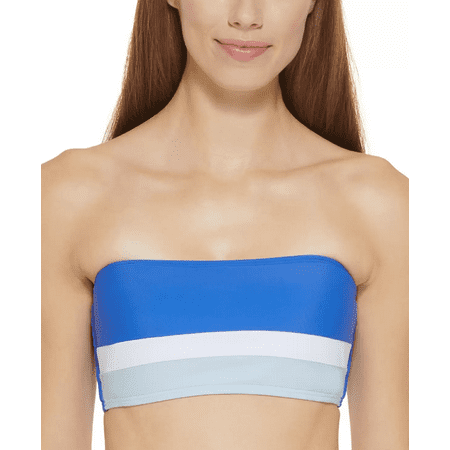 DKNY Women s Colorblocked Bandeau Bikini Top Swimsuit Blue Size Large