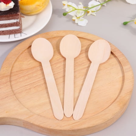 GOOHOCHY 20 Pcs Tasting Spoons Mini Small Wooden Spoon Child 15.8*3.5cm
