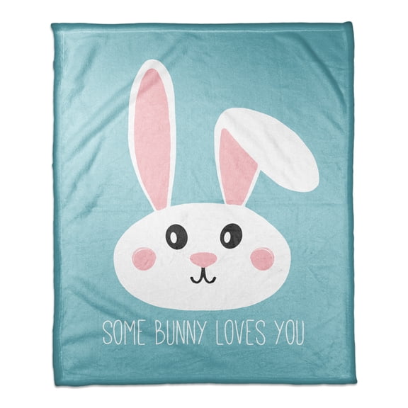 Creative Products Some Bunny Loves You Teal 50x60 Coral Fleece Blanket