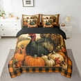 thumbnail image 2 of Manfei Rustic Turkey Pumpkin 7pcs Bedding Comforter Set,Harvest Thanksgiving Day Queen Bedding Sets,Orange Black Plaid Queen Sheet Sets For Girls Boys,Ultra Soft Home Decor Reversible, 2 of 8