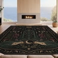 thumbnail image 2 of Design&I 3'x5' Washable Accent Rug Dark Botanical Celestial Design Intricate Floral Motif with Lunar Accents for Bedroom, Walk-in Closet, Pet Friendly & Non-Slip Built-In Grip, 2 of 7