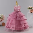thumbnail image 4 of Zpanxa Girls Summer Dress Girls' Sleeveless Pink Embroidered Dress Bow Tulle Skirt Formal Holiday Flower Girl Gown, 4 of 9