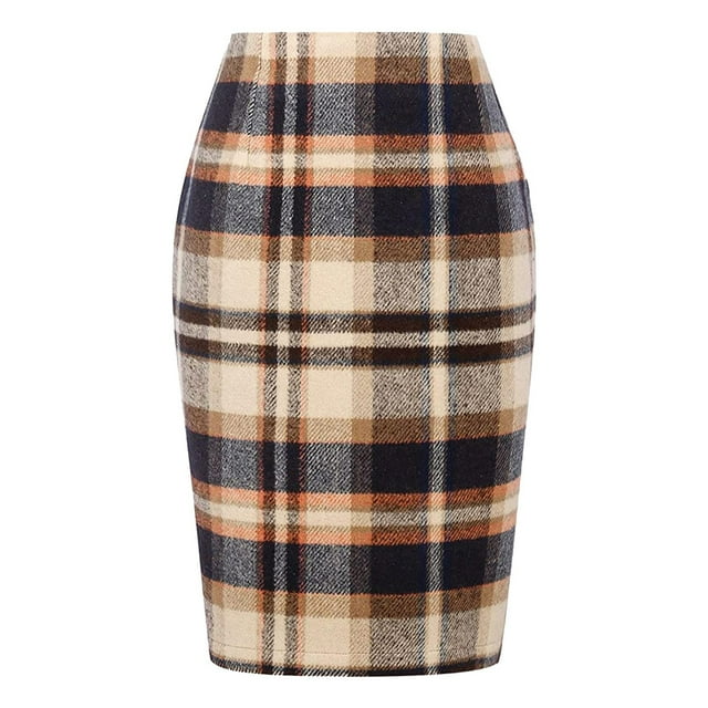 2025 Jupes pour Femmes Jupes de Fin de Semaine pour Femmes Jupes Crayon à Carreaux pour Jupes Mini Femmes Automne Hiver Jupe Taille Haute Longueur Genou Robe de Tennis Jupe Midi en Laine avec Rave