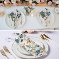 thumbnail image 3 of Blue Flowers Cloth Napkins, Spring Floral Brown Leaves Botanical Retro Beige Washable and Reusable Dinner Napkins Set of 4, Table Napkin for Kitchen Party Birthday Wedding Hotel Housewarming 20"x20", 3 of 9