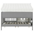 thumbnail image 4 of Mirightone Wood Full House Bed with Rails and Drawers, Bed Frame Full with House Shape, Side Bookshelf with LED Strip, Gray + White, 4 of 9
