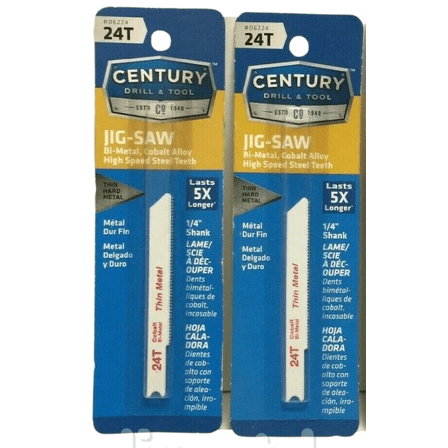 Century Drill & Tool Jig-Saw Blades 06224 24T Bi-Metal Pack of 2