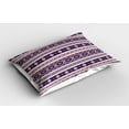 thumbnail image 2 of Ambesonne Aztec Pillow Sham 2 Pack, Aboriginal Geometric Pattern, 36"x20", Champagne Dark Purple, 2 of 3