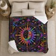 thumbnail image 5 of Sun Moon Mandala with Planets, Mystical Celestial Style for Moon Lovers, Rainbow Orbital Pattern and Housewarming Gift, Soft Flannel Blanket for Bedroom and Meditation Room, Celestial Home Decor, 5 of 9