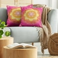 thumbnail image 5 of Ambesonne Leaf Throw Pillow Cover 2 Pack, Lotus Planet Astral Cosmic, 24", Hot Pink Yellow Red, 5 of 5