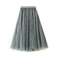 thumbnail image 4 of Gbsyewxs Skirts For Women Midi Skirt High Elastic Waist Plaid Pleated Casual Women'S Skirts Blue, 4 of 8