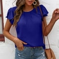 thumbnail image 2 of Popvcly Women's Summer Dressy Chiffon Blouses Crew Neck Short Sleeve Tunic Tops for Leggings Casual T-Shirts Blue S-2XL, 2 of 8