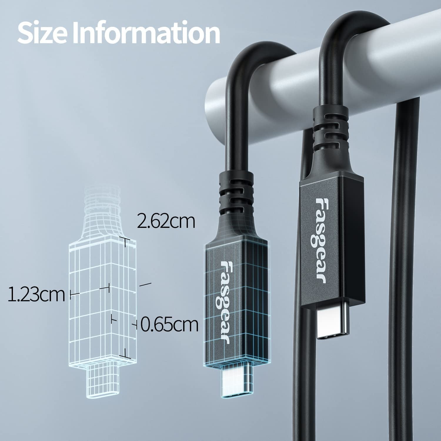 Buy Fasgear USB 4 Cable 2.5m/8.25 Feet 40Gbps Data Transfer 8K60Hz 100W PD Charging Type C