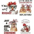 thumbnail image 2 of 4Sheets Funny Rooster Iron on Decals Patches Y'all Ain't Right Iron on Stickers Chicken Heat Transfer Stickers PET Washable Appliques for T Shirt Jacket Decor 8.6 inch(22cm) Long, 2 of 9