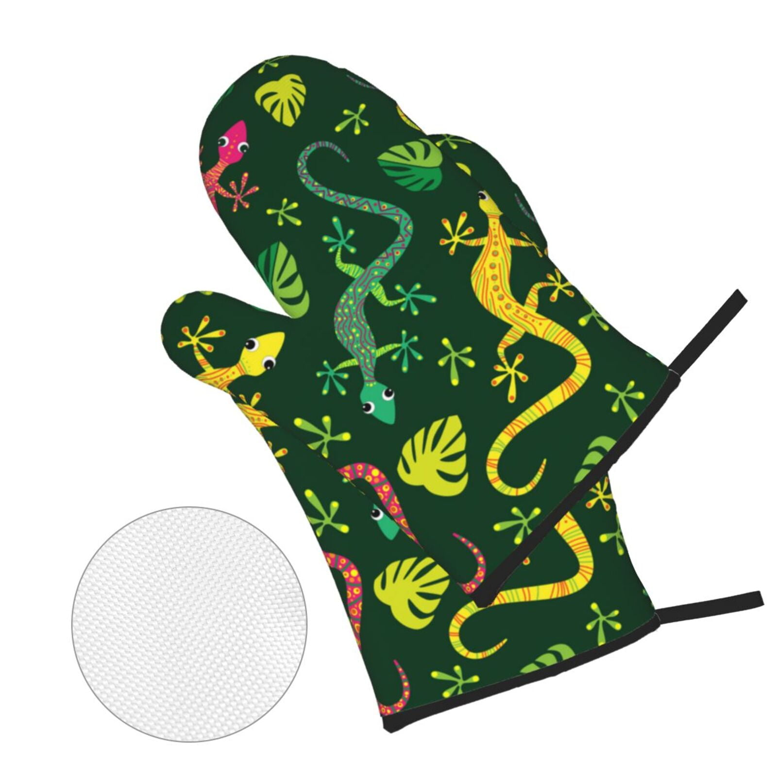 Colorful Lizard Gecko Native 4Pcs Oven Mitts and Pot Holders Sets Oven Kitchen Gloves Hot Pads for Cooking BBQ Baking Grilling