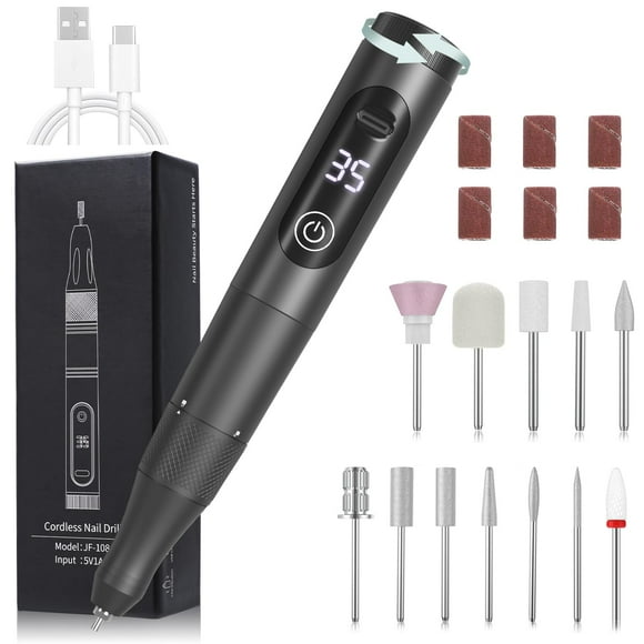 Taladro de uñas Meremit 35000 RPM inalámbrico con pantalla LCD de 115 g