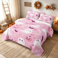 thumbnail image 3 of Erosebridal Cartoon Ghost Bed Spread Queen, Cute Halloween Heart Queen Coverlet Set for Girls, Light Pink White, 3 Pieces 1 Quilt and 2 Pillowcases, 3 of 7