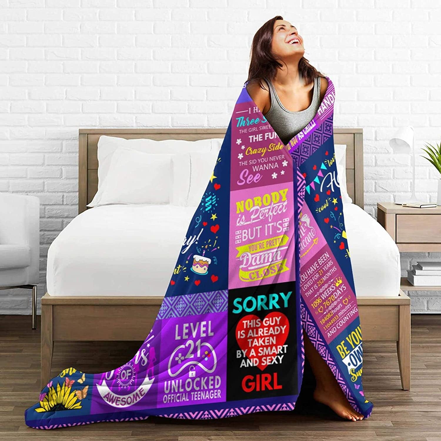21st Birthday Gifts for Her- 21 Years Blanket - 21 Funny Gift Idea- 21 Year Old Birthday Gifts- Gifts for 21 Year Old Female Women Girl Bestie Sister- 21st Birthday Gift Ideas