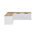 thumbnail image 2 of Linon Troyin Backless Wood Two Tone Breakfast Nook in Natural and White, 2 of 19
