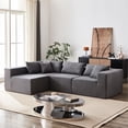 thumbnail image 4 of 4-Piece L-Shaped Corduroy Sofa / Comfortable for Long-Term Use, 4 of 4