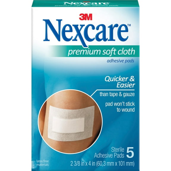 Nexcare, MMMH3564, Soft Cloth Premium Adhesive Gauze Pad, 15 / Box, White
