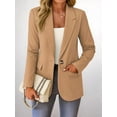 thumbnail image 5 of Women'S Fall Casual Blazer - Fully Lined Lightweights Button Lapel Collar Slim Fashion with Pocket Khaki S, 5 of 10