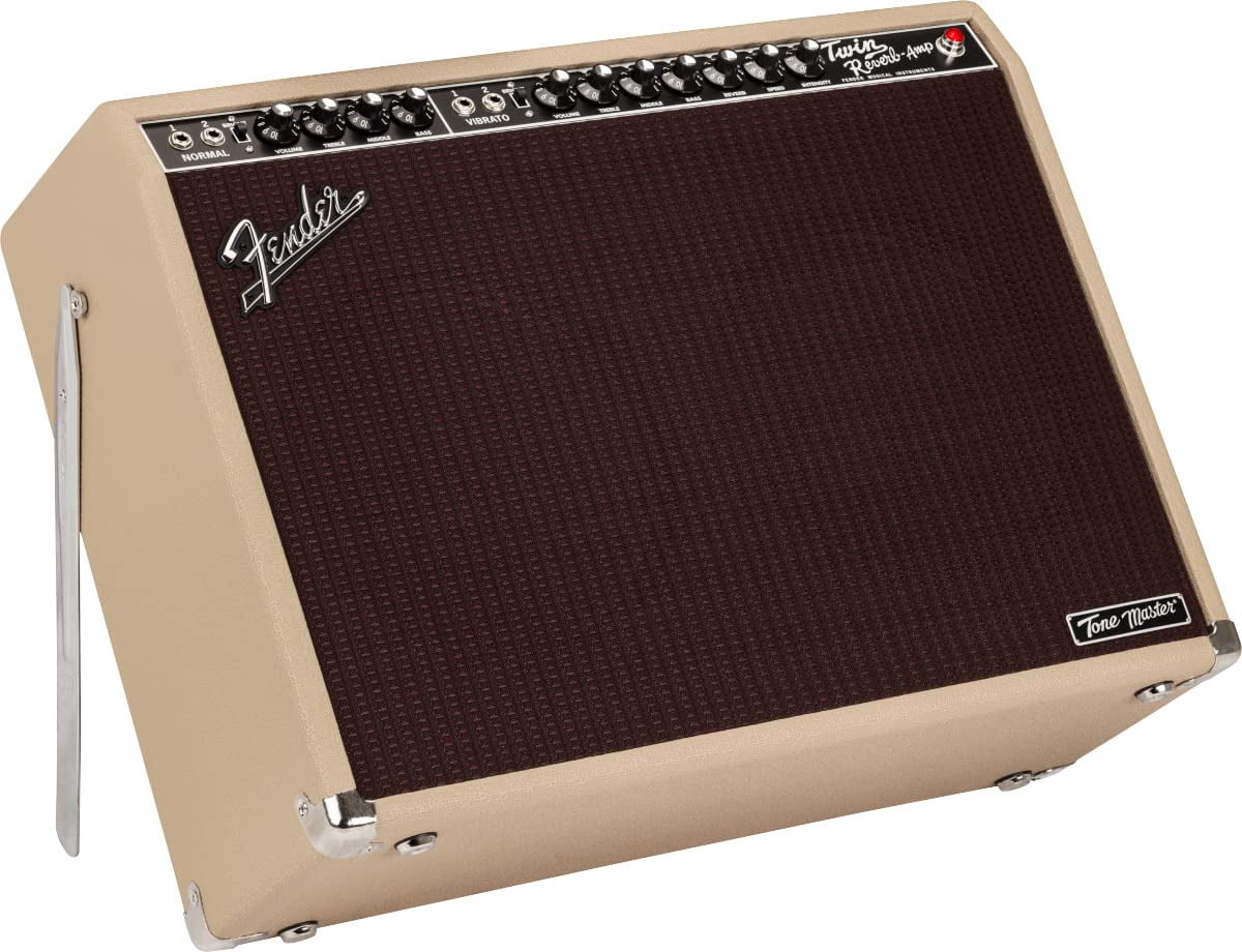 Fender Tone Master Twin Reverb 2x12-Inch 200-Watt Guitar Combo Amplifier Bundle with Instrument Cable, Amperstand Guitar Cradle, Tuner, and 24-Pack Picks
