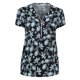 thumbnail image 3 of Pntutb Mujeres Damas Tallas grandes Estampado Cremallera Manga corta Cuello en V Suéter tops Camisa Pntutb Pntutb-4422, 3 of 6