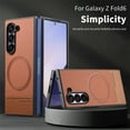thumbnail image 6 of ELEHOLD Magnetic Case for Samsung Galaxy Z Fold 6, Slim Lightweight Faux Leather Non-Slip Rugged Anti-Scratch Shockproof Case, Wireless Charging Compatible,Brown, 6 of 11