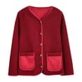 thumbnail image 2 of BiZtdJrK Womens Oversized Teddy Fleece Jackets Casual Button Open Front Cardigans Coat Solid Color Long Sleeve Jacket with Pockets Prime Day Sales Wine XL, 2 of 3