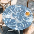 thumbnail image 4 of Blue Monstera Deliciosa Round Tablecloth 55-60 Inch Round Fitted Table Cloth with Elastic Edge, Summer Botanical Tropical Waterproof Table Cover Protector for Outdoor Picnic Party Dining, 4 of 9