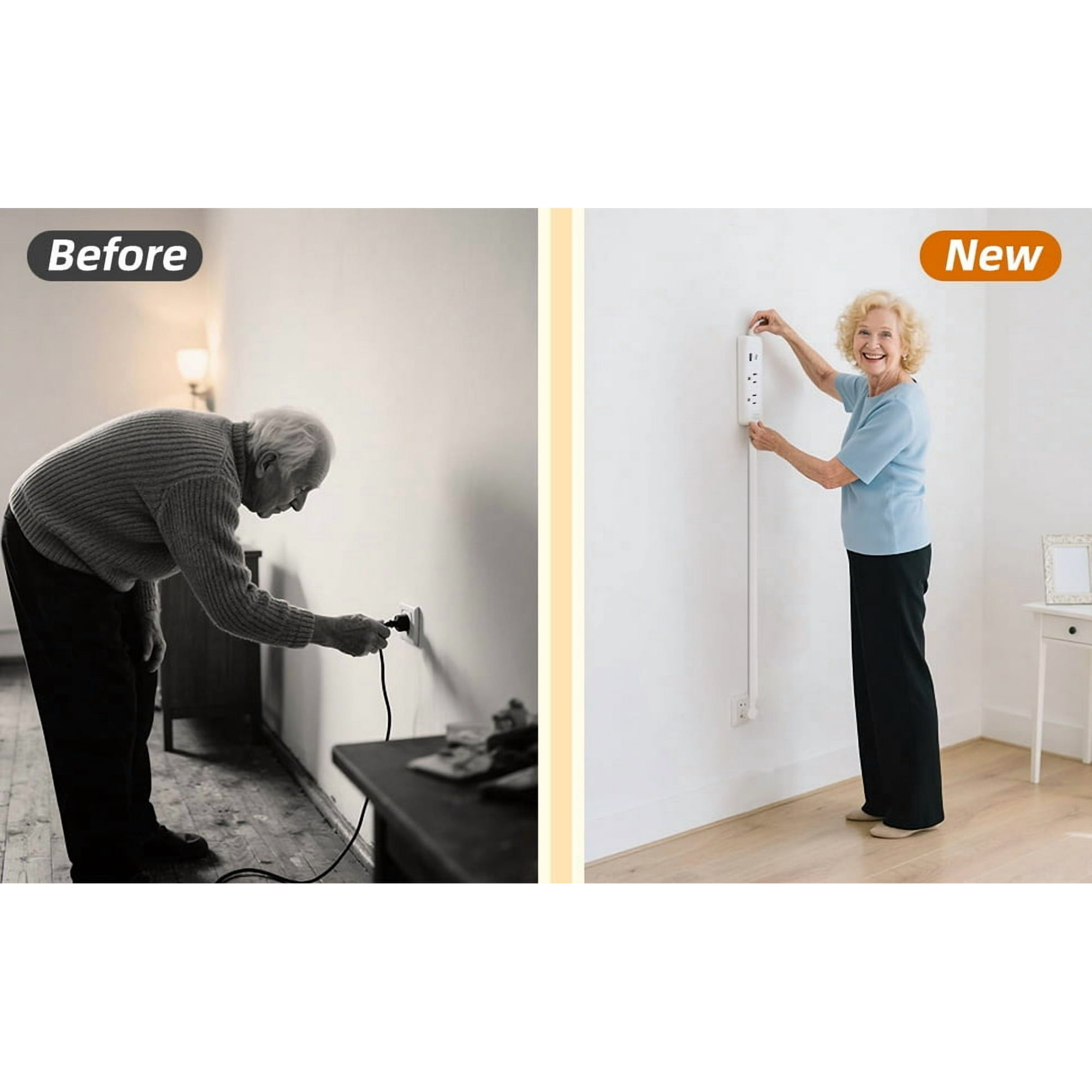 YUJING SUPERLIFE Electrical Outlet Extender Features USB-A USB-C and 2 Ac Outlets Access Hard-to-Reach for Office Home US Plug