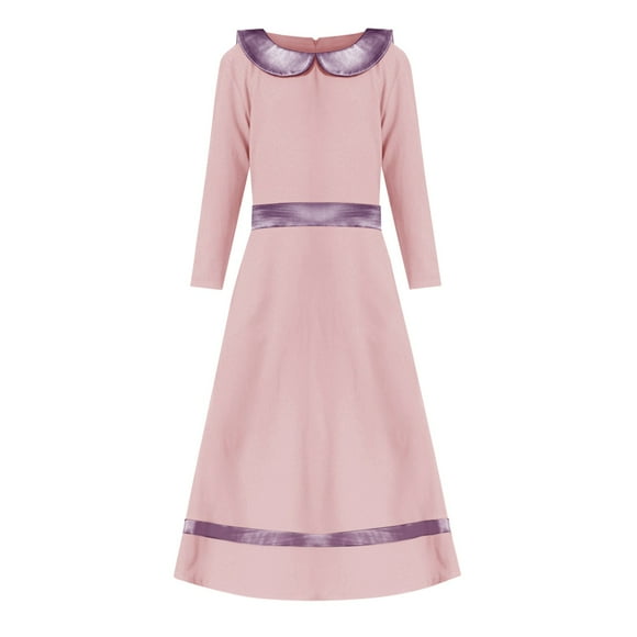XQYLOS Girls Musli𝗆 Dress Long Sleeve Maxi Abaya Color Bloc𝗄 A Line Arab Teen Churc𝗁 Prayer Long Skirt Eid Ramadan Traditional Modest Clothing Ceremon𝗒 Festival Wear