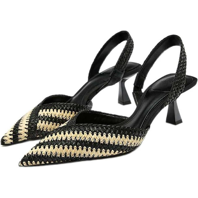 Zapatos de tacón bajo con punta puntiaguda para mujer, zapatos de vestir para oficina, trabajo, boda