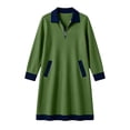 thumbnail image 7 of Omexry Women's Dresses Women Casual Loose Turndown-Collar Long Sleeve Solid Color Half-Zip Dress, 7 of 7