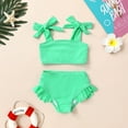 thumbnail image 2 of Tiny Cutey Toddler Girl Swimsuit Set Baby Solid Swimwear Summer Beach Bathing Suit Two Pieces for 2-3T, 2 of 6