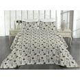 thumbnail image 2 of Ambesonne London Quilted Bedspread Set 3 Pcs, Vintage Lettering Big Ben, Queen, Eggshell Charcoal Grey, 2 of 4
