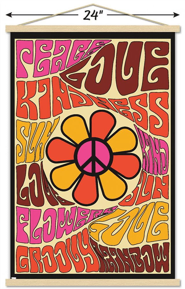 Peace, Love, and Kindness Wall Poster with Magnetic Frame, 22.375" x 34"