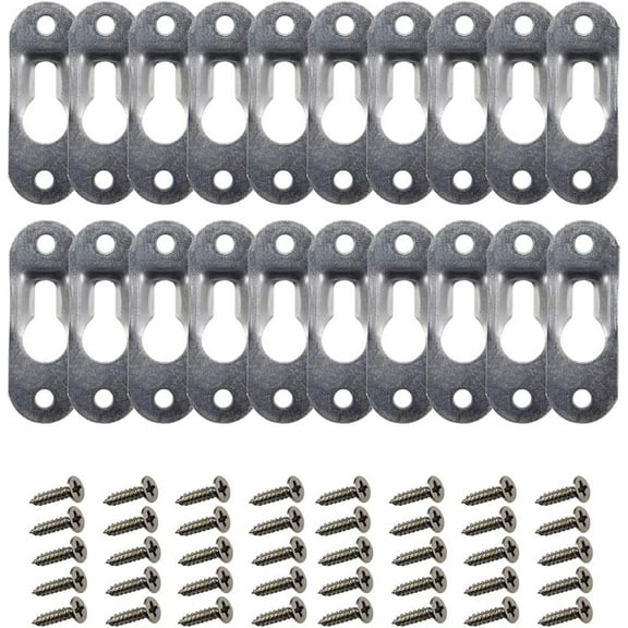 Viveous 20pcs Metal Keyhole Hangers For Picture Frames And Mirrors Heavy Duty Wall Mounting Brackets Mount Hardware Single Keyhole Hangers