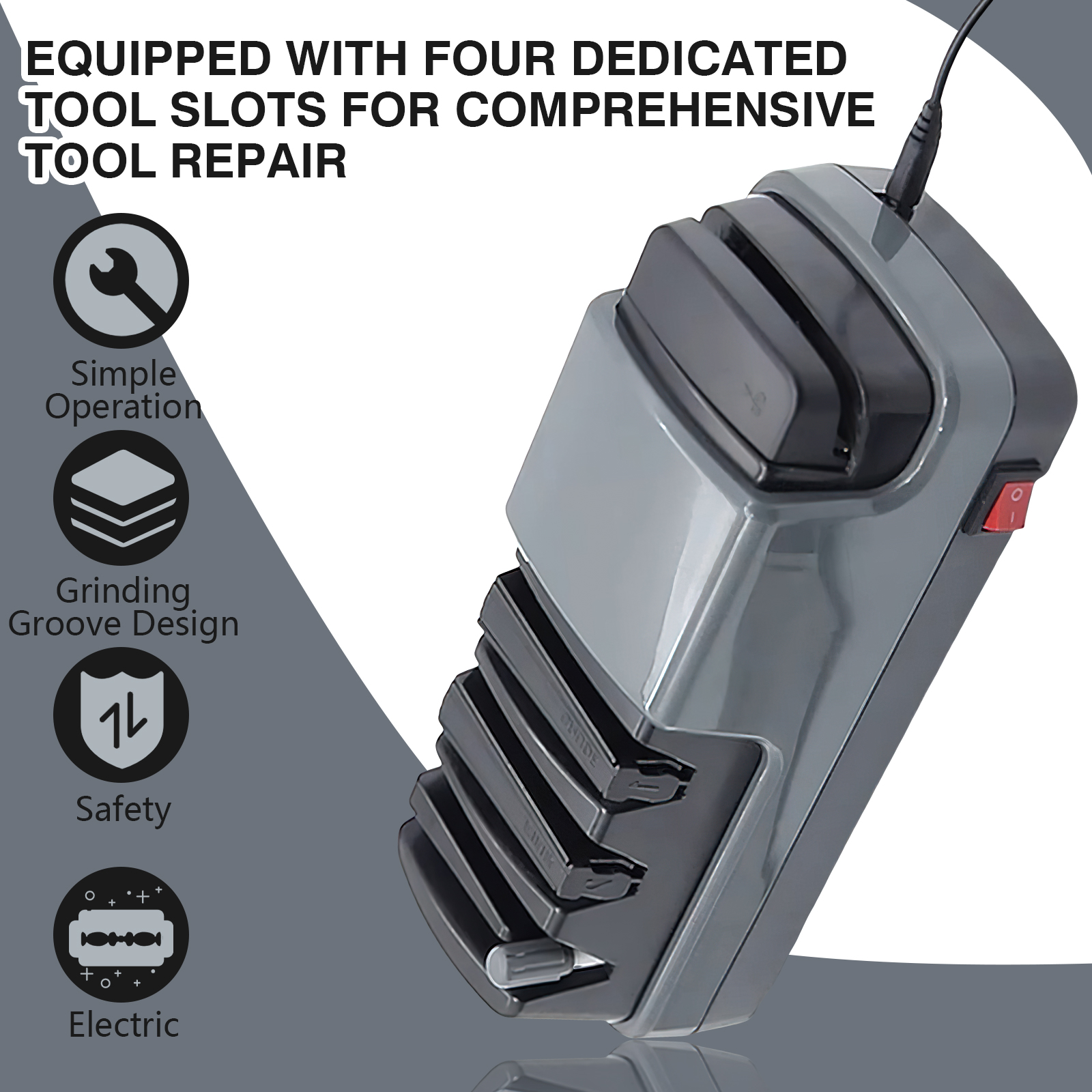 GIRACOA Electric Knife Sharpener with 1 Pair of Cut-Resistant Knit Gloves – Professional 3-Stage 100% Diamond Abrasive, Works for All Kitchen Knives