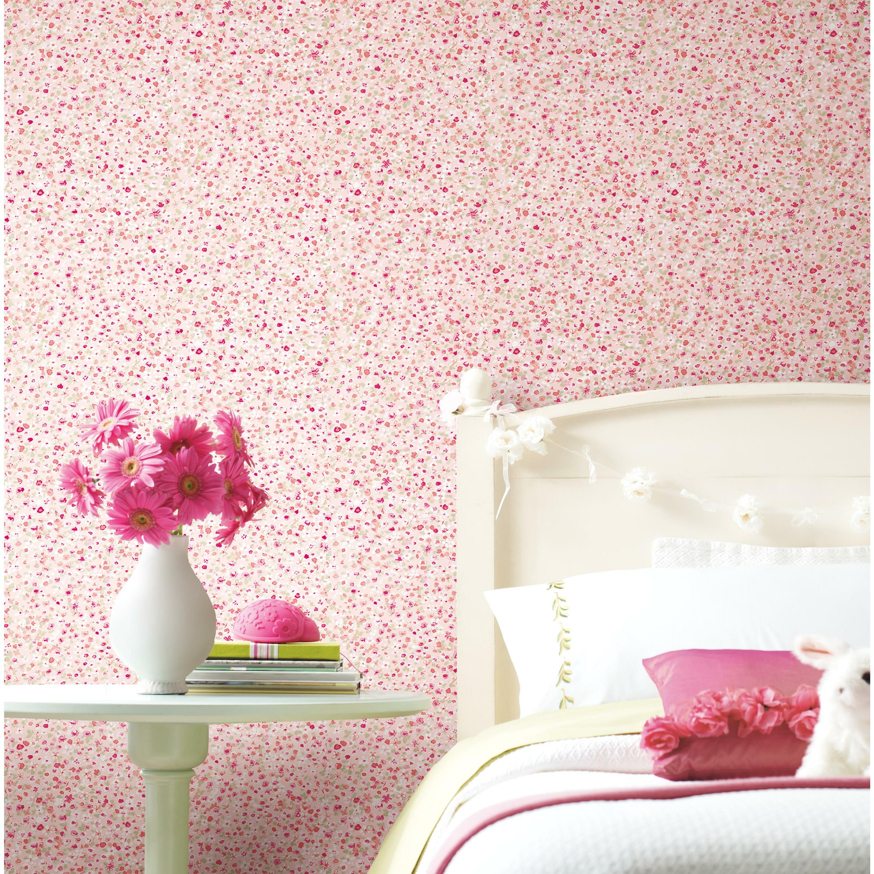 RoomMates Petite Floral Peel and Stick Wallpaper, Pink - Walmart.com