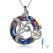 Hummingbird Urn Necklace for Ashes, Asablve Cremation Necklace Stainless Steel Memorial Pendant, Cremation Memorial Jewelry for Ashes for Men and Women with Filling Kit